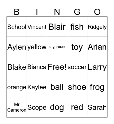 Scope Bingo Card