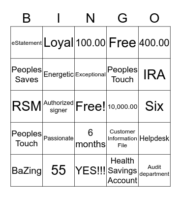 Staff Meeting Bingo Card