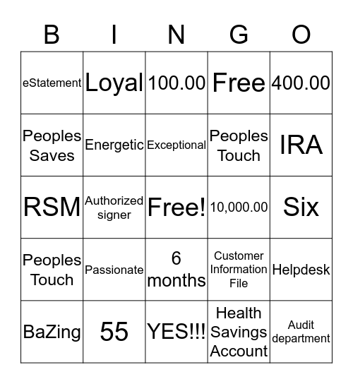 Staff Meeting Bingo Card