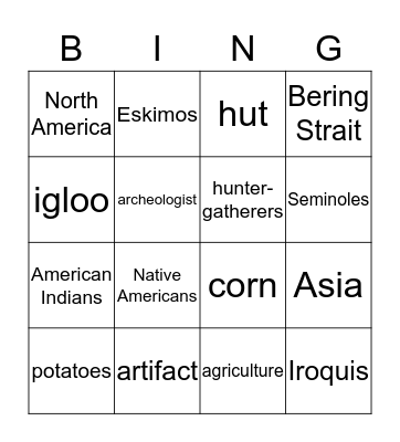 Social Studies Bingo Card