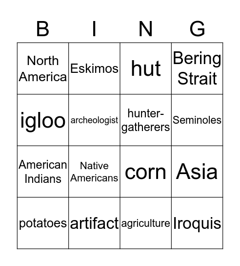 Social Studies Bingo Card