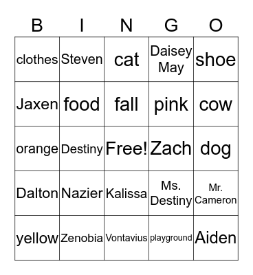 Scope Bingo Card