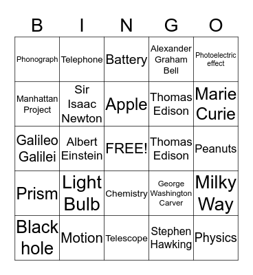 Amazing Engineering Minds Bingo Card