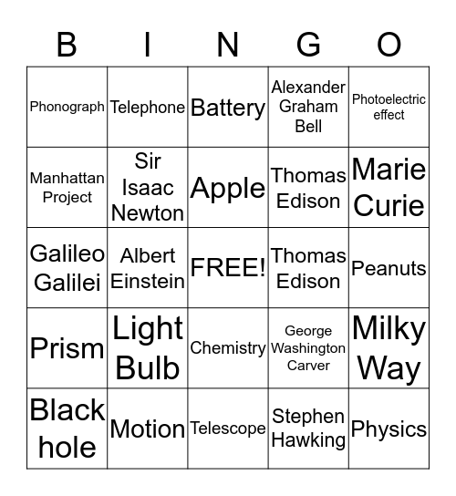 Amazing Engineering Minds Bingo Card