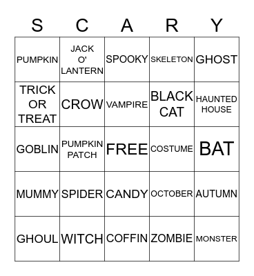 Halloween Bingo Card