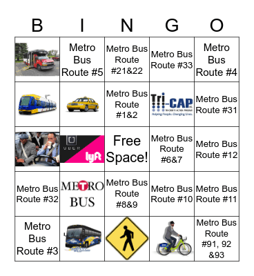 Getting to Work Bingo Card