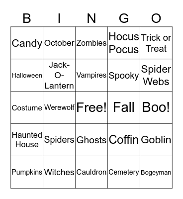 Spooky Bingo Card