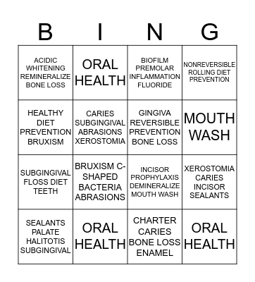 ORAL HEALTH Bingo Card