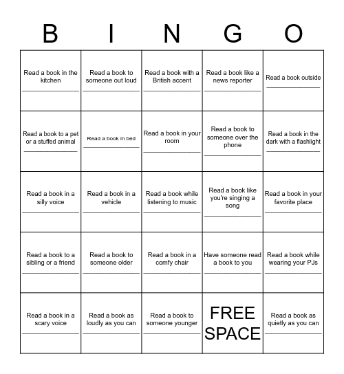 3rd-5th Grade  Bingo Card