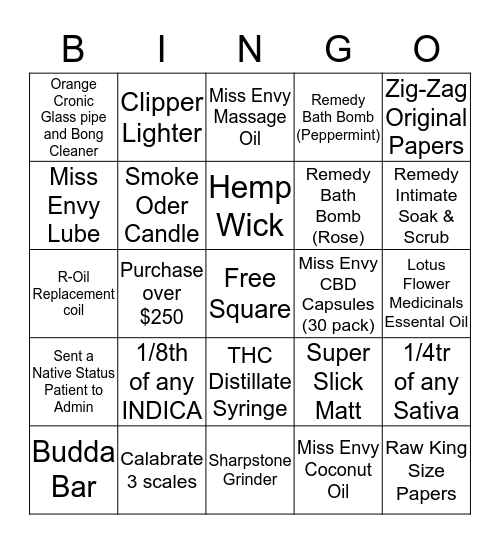 Bingo - Bliss - 3rd October 2017 Bingo Card