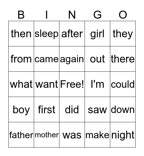 Sight Words Q4 Bingo Card