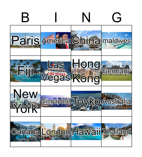 Places Bingo Card