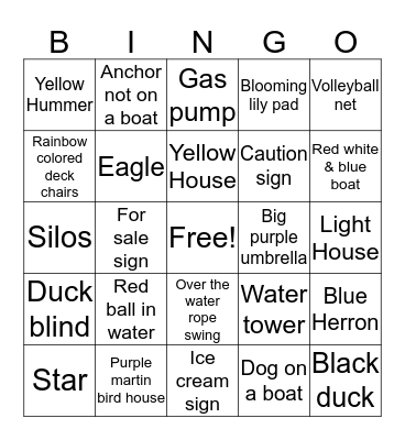 Buckeye Lake Pontoon Bingo Card