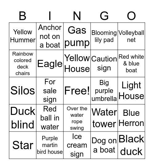 Buckeye Lake Pontoon Bingo Card