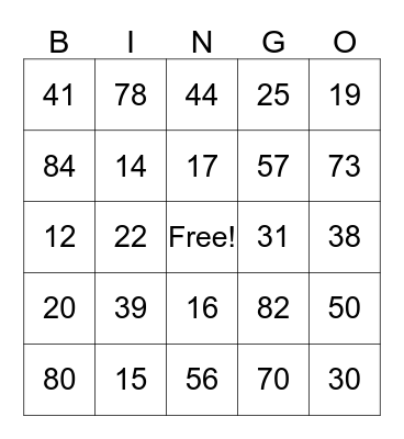 Spanish Bingo Card
