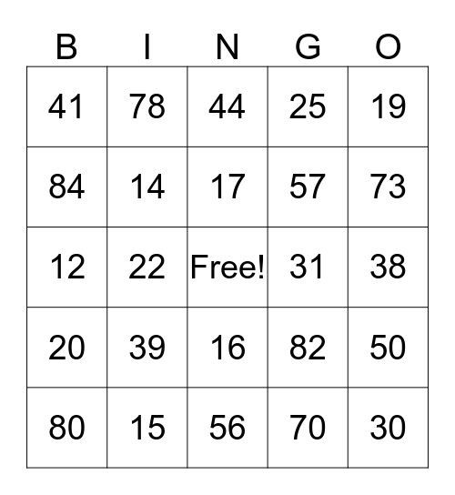 Spanish Bingo Card