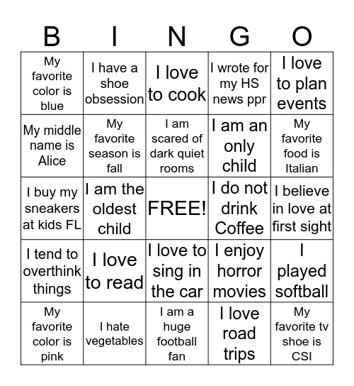 Team Building  Bingo Card