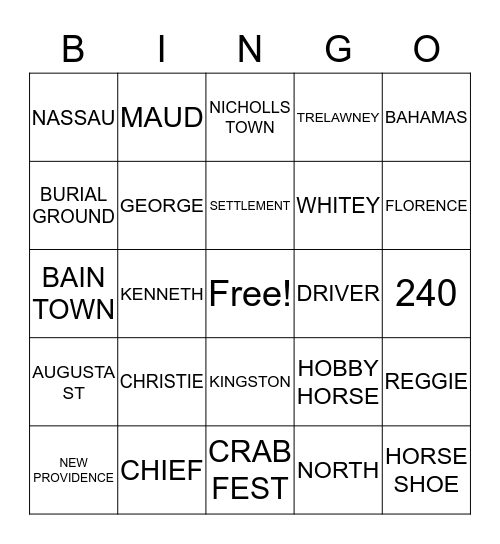 CHRISTIE FAMILY BINGO Card