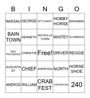 CHRISTIE FAMILY BINGO Card