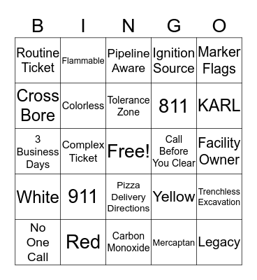 DAMAGE PREVENTION LINGO BINGO Card