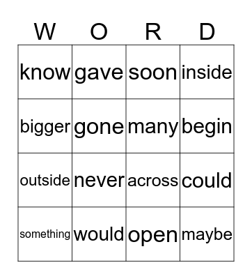 Word Lotto Bingo Card