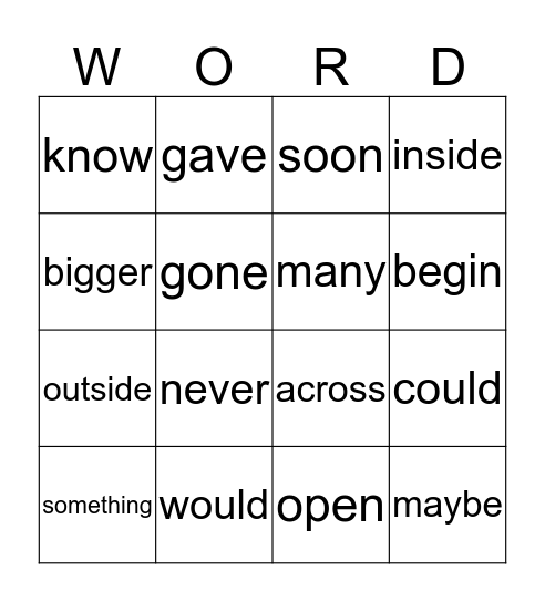 Word Lotto Bingo Card