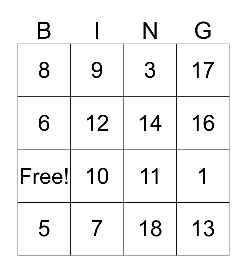 Addition&Subtraction within 20 - Miss Lewis Bingo Card