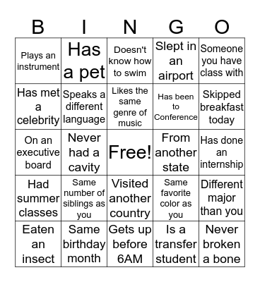 Bingo with NABA Bingo Card