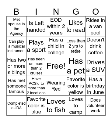 Get to Know HR BINGO Card