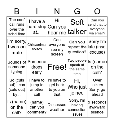 Conference Room Bingo Card