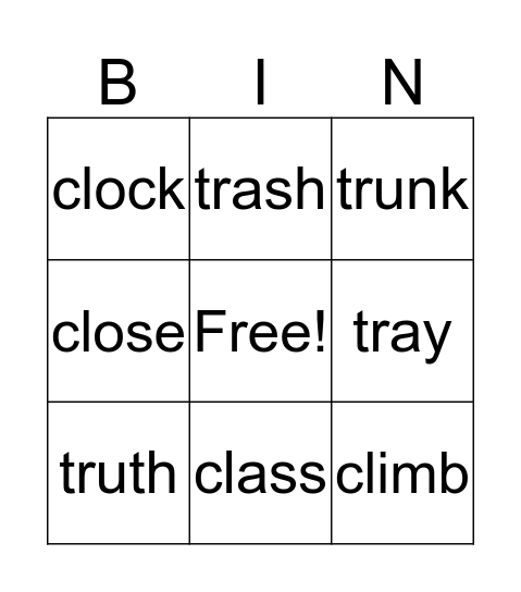 Site words from 10/2-10/6 Bingo Card