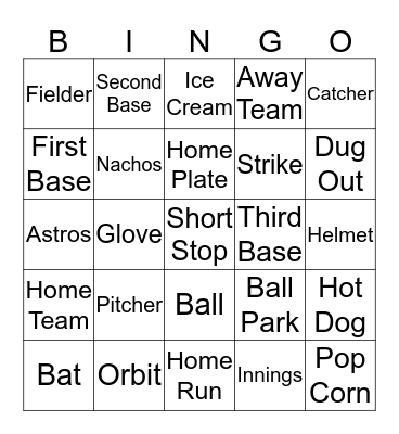 Baseball Bingo Card