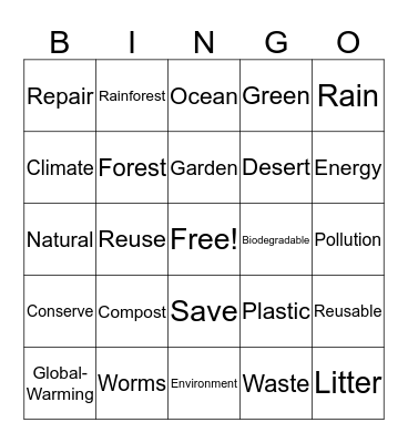 Environmentalism Bingo Card