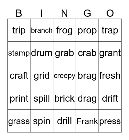 R and S Blends  Bingo Card