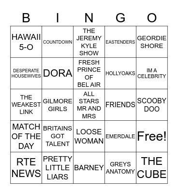 theme songs Bingo Card