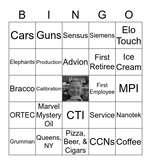 Rich's Retirement Bingo Game Bingo Card