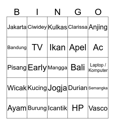 Untitled Bingo Card