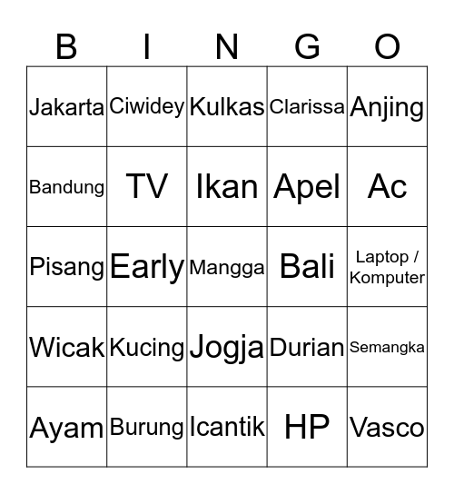 Untitled Bingo Card