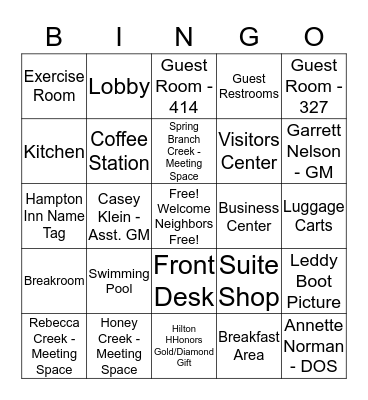HAMPTON INN - GRAND OPENING Bingo Card