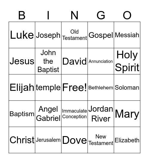 Gospel of Luke Bingo Card