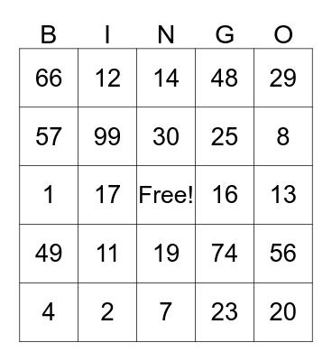 Regency Place October Bingo Card