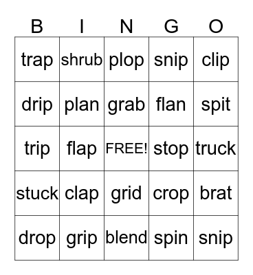blends Bingo Card