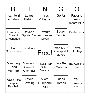 TRAINING TAILGATE Bingo Card