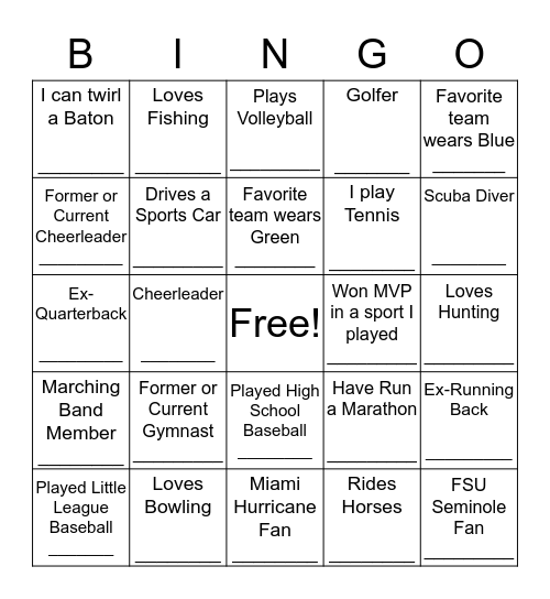 TRAINING TAILGATE Bingo Card