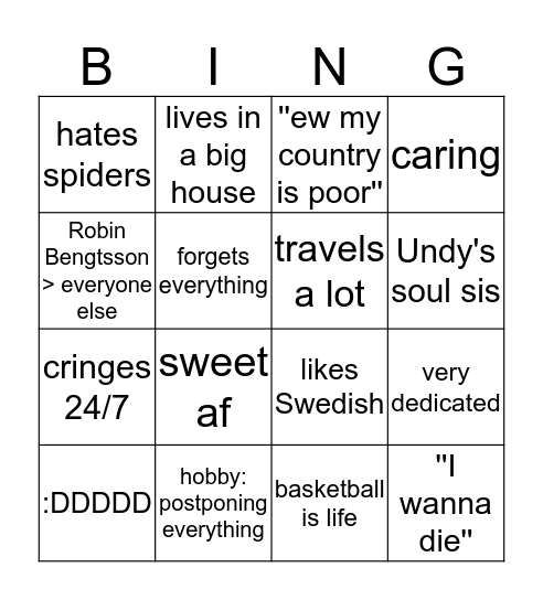 The Official Meda Bingo Card