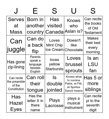 MSYG  Did You Know Bingo Card