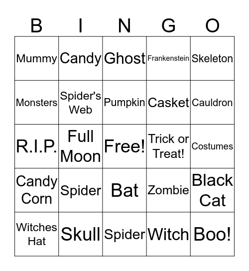 Halloween Bingo Card