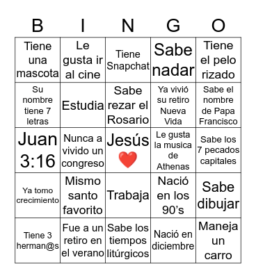 Agua Viva  Bingo Card