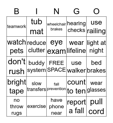 Safety BINGO Card