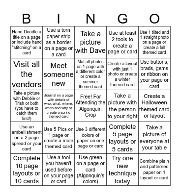 Algonquin Crop BINGO for Prizes  Bingo Card